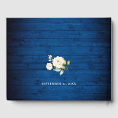 Brautparty White Roses Royal Blue Wood Lantern Gästebuch (Rückseite)