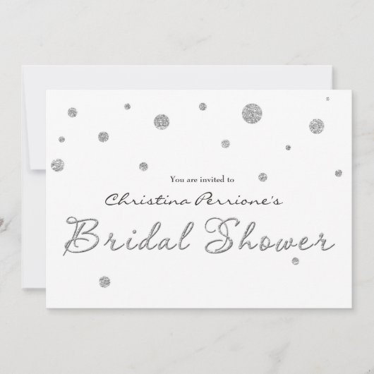 BRAUTPARTY White Silver Glitzer Moderne Karte (Vorderseite)