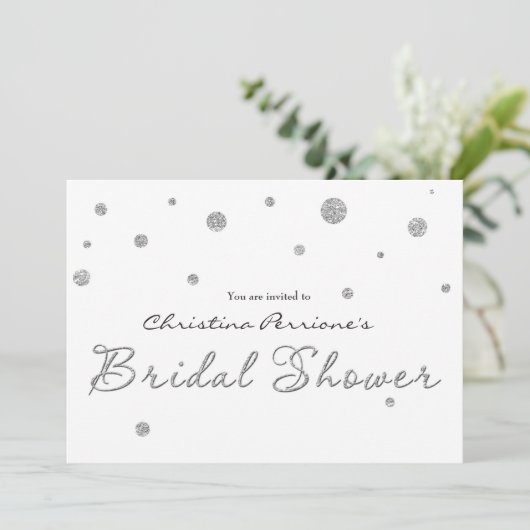 BRAUTPARTY White Silver Glitzer Moderne Karte (Stehend Vorderseite)