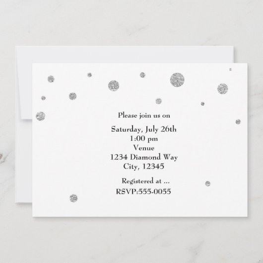 BRAUTPARTY White Silver Glitzer Moderne Karte (Rückseite)