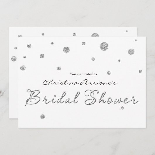 BRAUTPARTY White Silver Glitzer Moderne Karte (Vorne/Hinten)