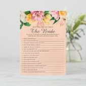 Brautparty, wie gut Sie das Bride-Spiel kennen Einladung (Stehend Vorderseite)