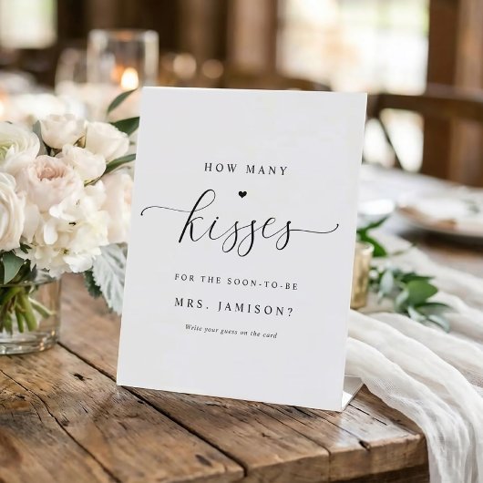 Brautparty Wie viele Kisses Game Elegant Einfach Sockelschild