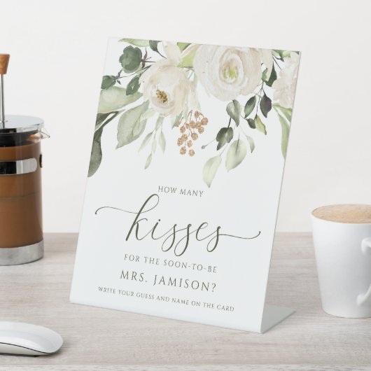 Brautparty Wie viele Kisses spielen weiße Vegetati Sockelschild (In SItu)