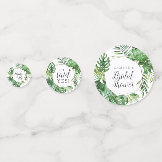 Brautparty "Wild Tropical Palm" Konfetti (Vorderseiten)