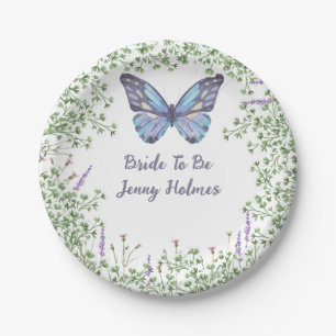 Brautparty Wildblume Blauer Schmetterling Grüne Pappteller