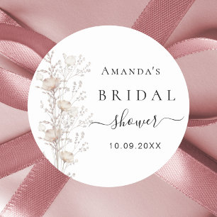 Brautparty Wildblume blühen beige Runder Aufkleber