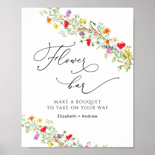 Brautparty Wildblume Blume Bar Poster (Vorne)