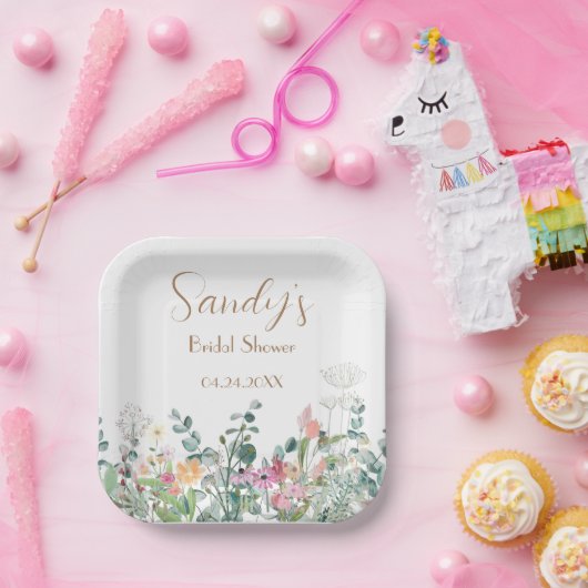 Brautparty Wildblume Boho Blumenpapierplatte Pappteller (Party)