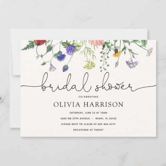 Brautparty Wildblume Dusche Einladung (Vorderseite)