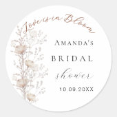 Brautparty Wildblume Liebe Blüte beige Creme Runder Aufkleber (Vorderseite)