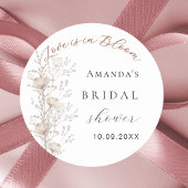 Brautparty Wildblume Liebe Blüte beige Creme Runder Aufkleber