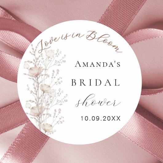 Brautparty Wildblume Liebe Blüte beige Creme Runder Aufkleber