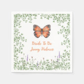 Brautparty Wildblume Orange Butterfly Grüne Serviette (Vorderseite)
