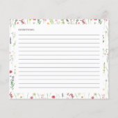 Brautparty Wildblume Wasserfarbe Rezept Karte (Rückseite)