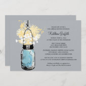 Brautparty Wildblumen & Mason Jar Einladung (Vorne/Hinten)