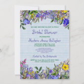 Brautparty Wildblumen Monogramm Vintag florale Einladung (Rückseite)
