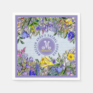 Brautparty Wildblumen Monogramm Vintag florale Serviette