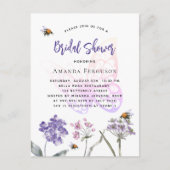 Brautparty Wildblumen violett-rosa Schmetterling Einladungspostkarte (Vorderseite)