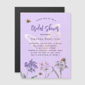 Brautparty Wildblumen Violett-Schmetterling Luxus Magneteinladung (Vorne/Hinten)