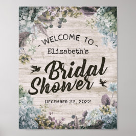 Brautparty Willkommen Botanisches Blumenholz Rusti Poster