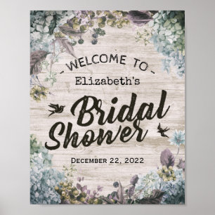 Brautparty Willkommen Botanisches Blumenholz Rusti Poster