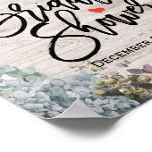 Brautparty Willkommen Botanisches Blumenholz Rusti Poster (Ecke)