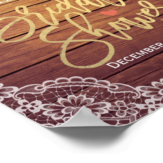 Brautparty Willkommen Holz Blumenzellenleuchten Poster (Ecke)