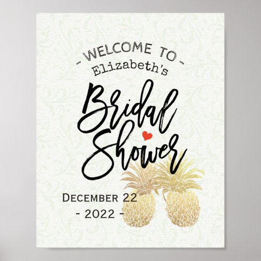 Brautparty Willkommen Modernes Gold Ananas Paar Poster (Vorne)