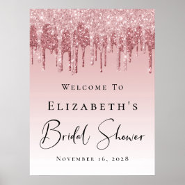 Brautparty Willkommensgras Rose Gold Glitzer Poster