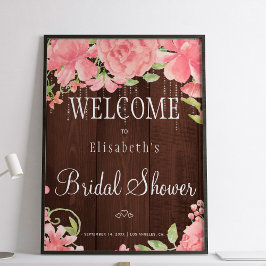 Brautparty-Willkommensschild mit Blumenmotiven Poster