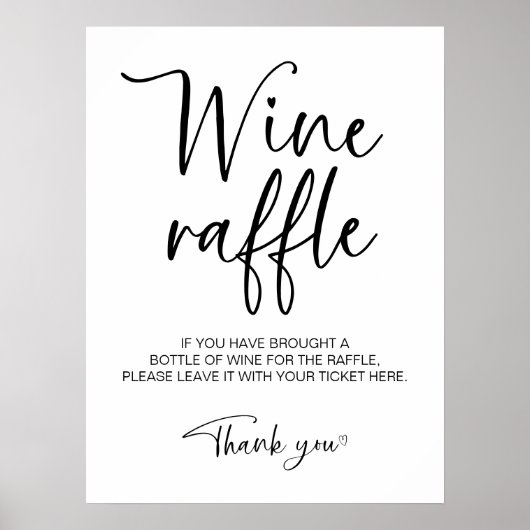 Brautparty Wine Raffle Game Sign Poster (Vorne)