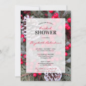 Brautparty Winter Berries Pinecone Einladung (Vorderseite)