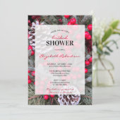 Brautparty Winter Berries Pinecone Einladung (Stehend Vorderseite)