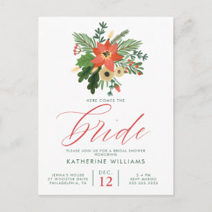 Brautparty Winter Christmas Bouquet Postcard Postkarte
