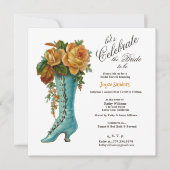 Brautparty Women's Vintag Boot mit Rose Einladung (Vorderseite)