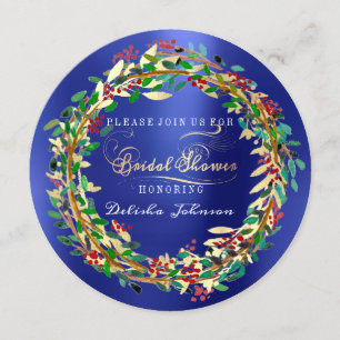 Brautparty Woodland Cobalt Blumengrün Einladung