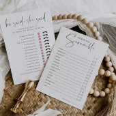 Brautparty Word Scramble & Trivia Spielkarte Einladung