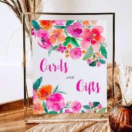 Brautparty-Zeichen für hellrosa Blumenschrift Poster