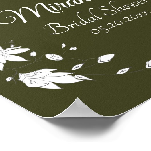 Brautparty-Zeichen für Herbstgrün und Weiß Poster (Ecke)