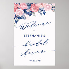 Brautparty-Zeichen für Navy Blue Blush Poster