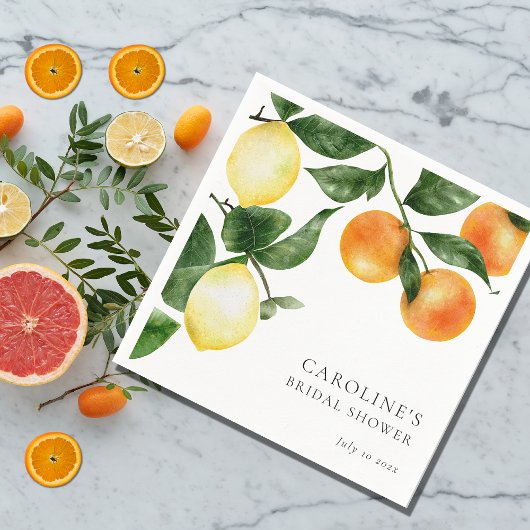 Brautparty Zitrusfrüchte Aquarellpflanze Serviette