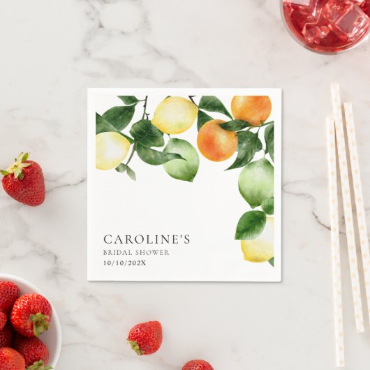 Brautparty Zitrusfrüchte Wasserfarbe Serviette (Beispiel)