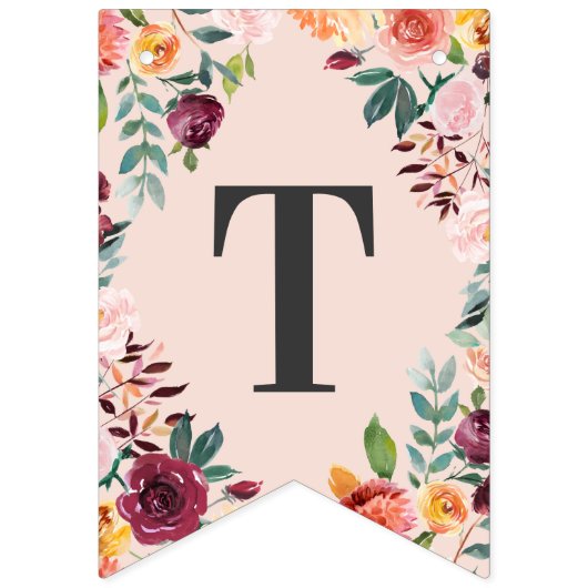 Brautparty zu rustikalem Rosa Fall Wimpelkette (Erste Fahne)