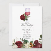 Brautparty zu Themen der Burgunder und Goldflora Einladung (Vorderseite)