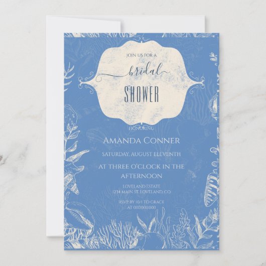 Brautparty zum Thema Blaue Ozeane Einladung (Vorderseite)