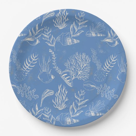 Brautparty zum Thema Blaue Ozeane Pappteller (Vorderseite)