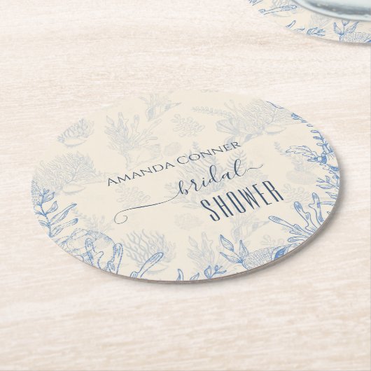 Brautparty zum Thema Blaue Ozeane Runder Pappuntersetzer (Angewinkelt)