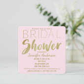 Brautparty zum Thema Gold und Rosa Glamour Einladung (Stehend Vorderseite)