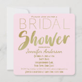 Brautparty zum Thema Gold und Rosa Glamour Einladung (Vorderseite)